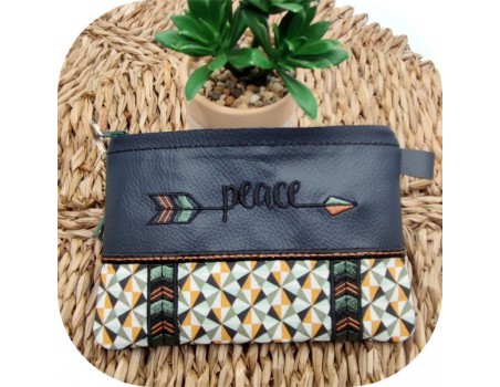 machine embroidery  design pencil case Peace ith
