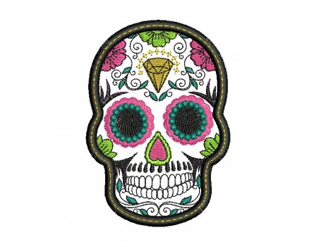 Machine  embroidery design applique skull head