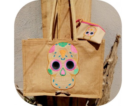 Machine  embroidery design applique skull head