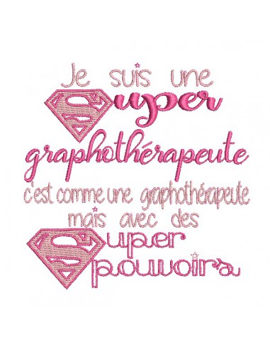 Motif de broderie  super graphothérapeute  femme