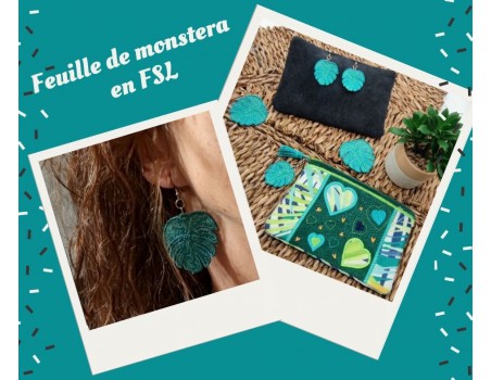 machine embroidery design FSL monstera leaf