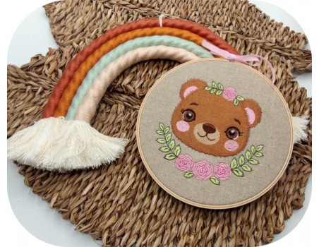 machine embroidery design bear   with flowers