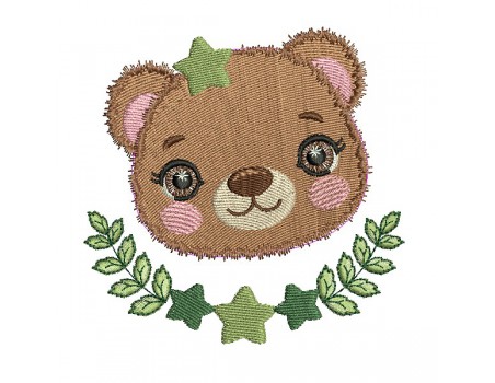 machine embroidery design bear  with star