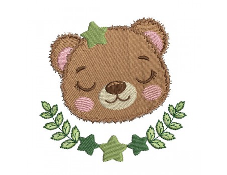 machine embroidery design bear  sleeping with star