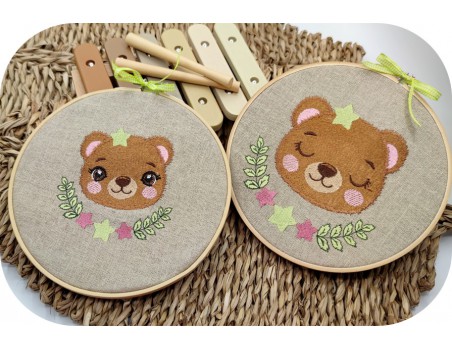 machine embroidery design bear  with star