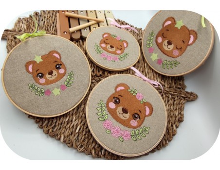 machine embroidery design bear  with star