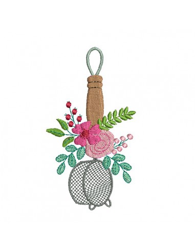 machine embroidery design shabby strainer flowers