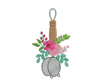 machine embroidery design shabby strainer flowers