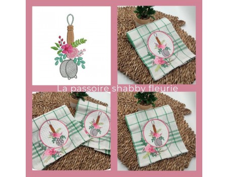 machine embroidery design shabby strainer flowers