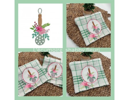 machine embroidery design shabby kitchen skimmer flowers