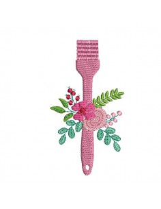 Motif de broderie machine pinceau de cuisine fleuri