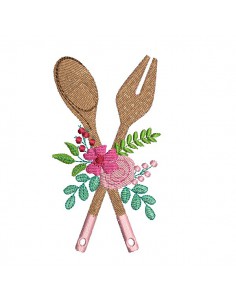 Motif de broderie machine couverts à salade fleuris