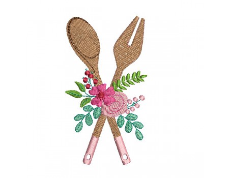 machine embroidery design shabby salad servers flowers