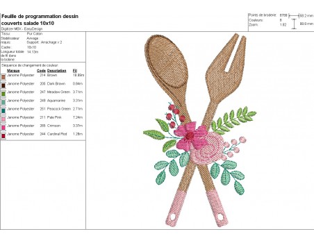 machine embroidery design shabby salad servers flowers