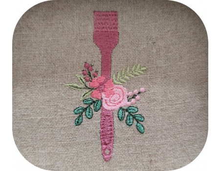 machine embroidery design shabby kitchen brush flowers