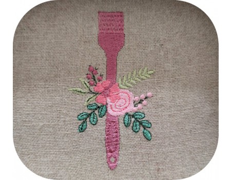 Motif de broderie machine pinceau de cuisine fleuri