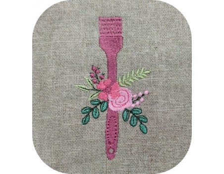 Motif de broderie machine pinceau de cuisine fleuri