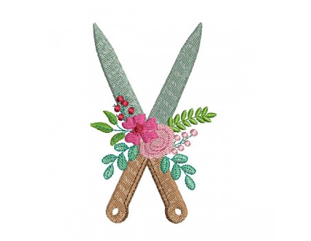 machine embroidery design shabby kitchen knives flowers