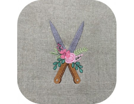 machine embroidery design shabby kitchen knives flowers