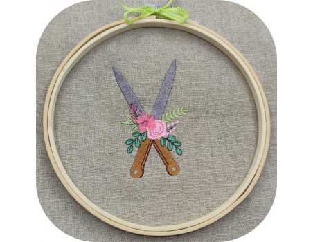 machine embroidery design shabby kitchen knives flowers