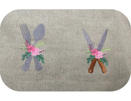 Motif de broderie machine couverts  fleuris