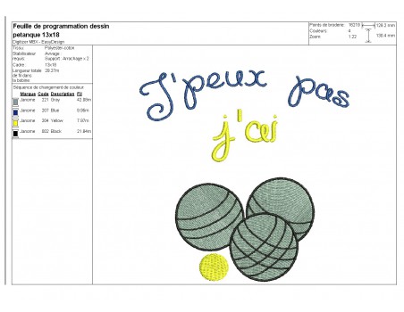 machine embroidery design petanque ball