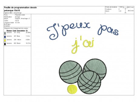 machine embroidery design petanque ball