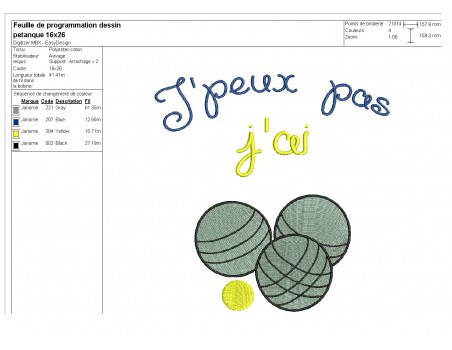 machine embroidery design petanque ball