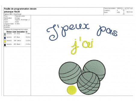 machine embroidery design petanque ball