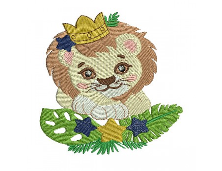 machine embroidery design crowned lion