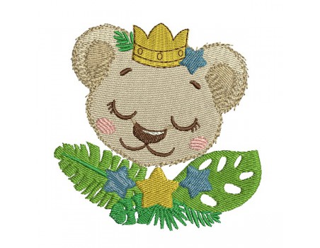 machine embroidery design sleeping crowned lion  with star