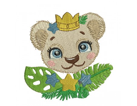 machine embroidery design crowned lion with star