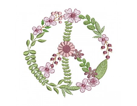 machine embroidery design flowers mylar peace and love