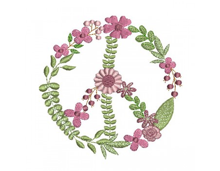 machine embroidery design flowers peace and love