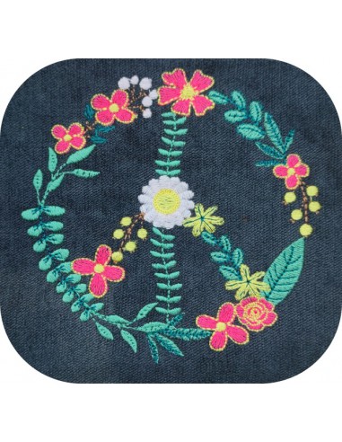 machine embroidery design flowers peace and love