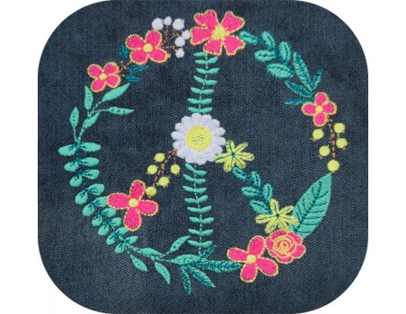 machine embroidery design flowers peace and love