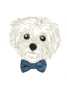machine embroidery design Bichon maltese dog