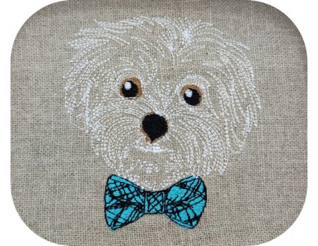 machine embroidery design Bichon maltese dog