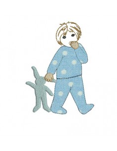 Motif de broderie garçonnet en pyjama