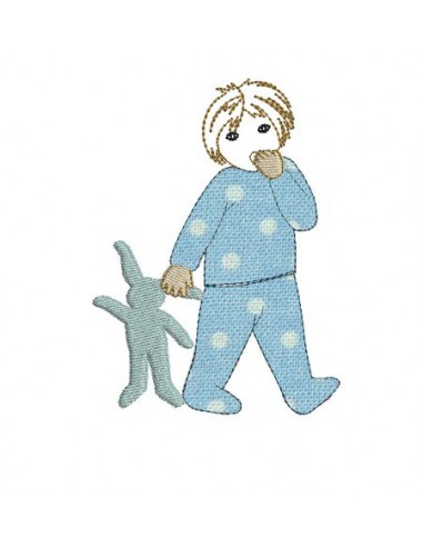 Motif de broderie garçonnet en pyjama