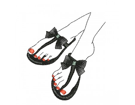 Instant download machine embroidery design  flip flops