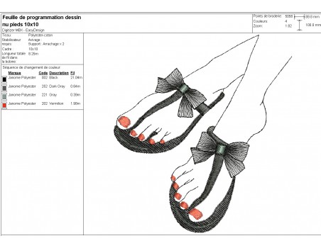 Motif de broderie machine nu pieds