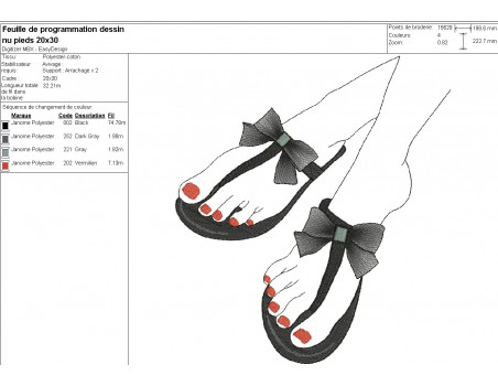 Motif de broderie machine nu pieds