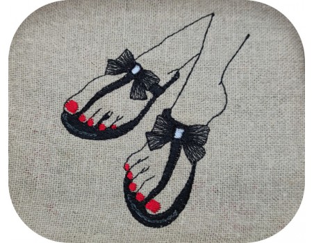 Instant download machine embroidery design  flip flops