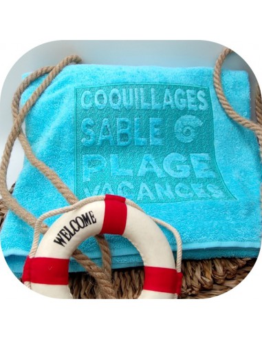 Motif de broderie machine  texte  plage en embossage