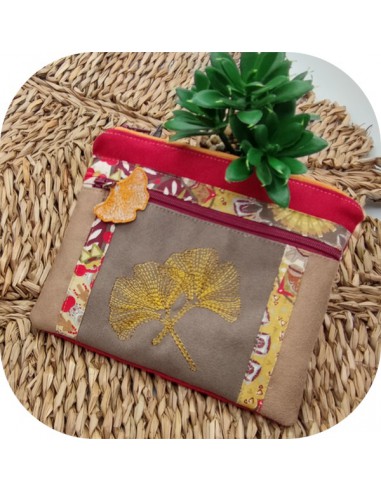 Motif de broderie machine feuilles  ginkgo biloba