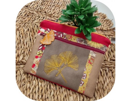 Motif de broderie machine feuilles  ginkgo biloba