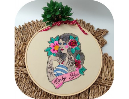 machine embroidery design  rippled pin up rockabilly