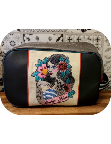 Motif de broderie machine  rockabilly pin up tatoo