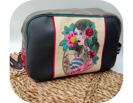 Motif de broderie machine  rockabilly pin up tatoo